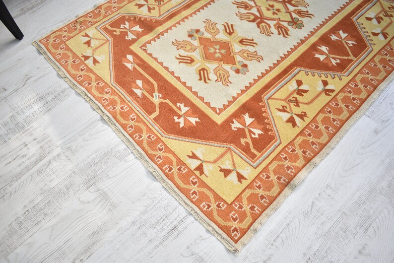 Alfombra de lana neutra / 125 x 180 cm / Alfombra turca / Alfombra anudada a mano / Alfombra de terracota color crema beige hecha a mano imagen 5