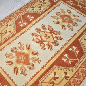 Alfombra de lana neutra / 125 x 180 cm / Alfombra turca / Alfombra anudada a mano / Alfombra de terracota color crema beige hecha a mano imagen 4