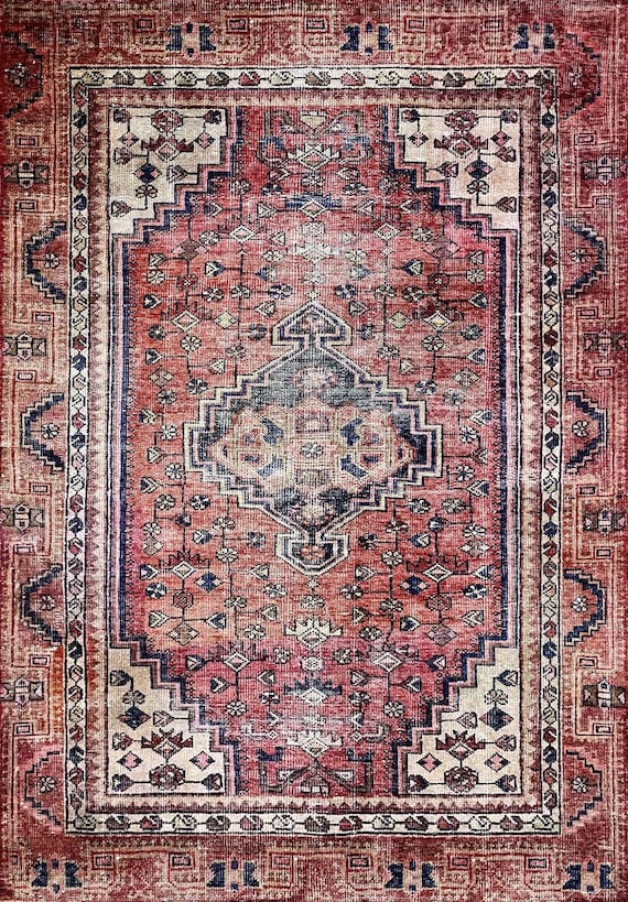 45.5×104 \"Red rose” ViNTAGE TURKiSH RUG 45.5×104 