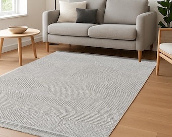 Area Rug - Woven Gray Living Area Rug, Grey Rug, Custom Size Runner, Rugs for Bedroom Kids Room Livingroom scandinavian interior