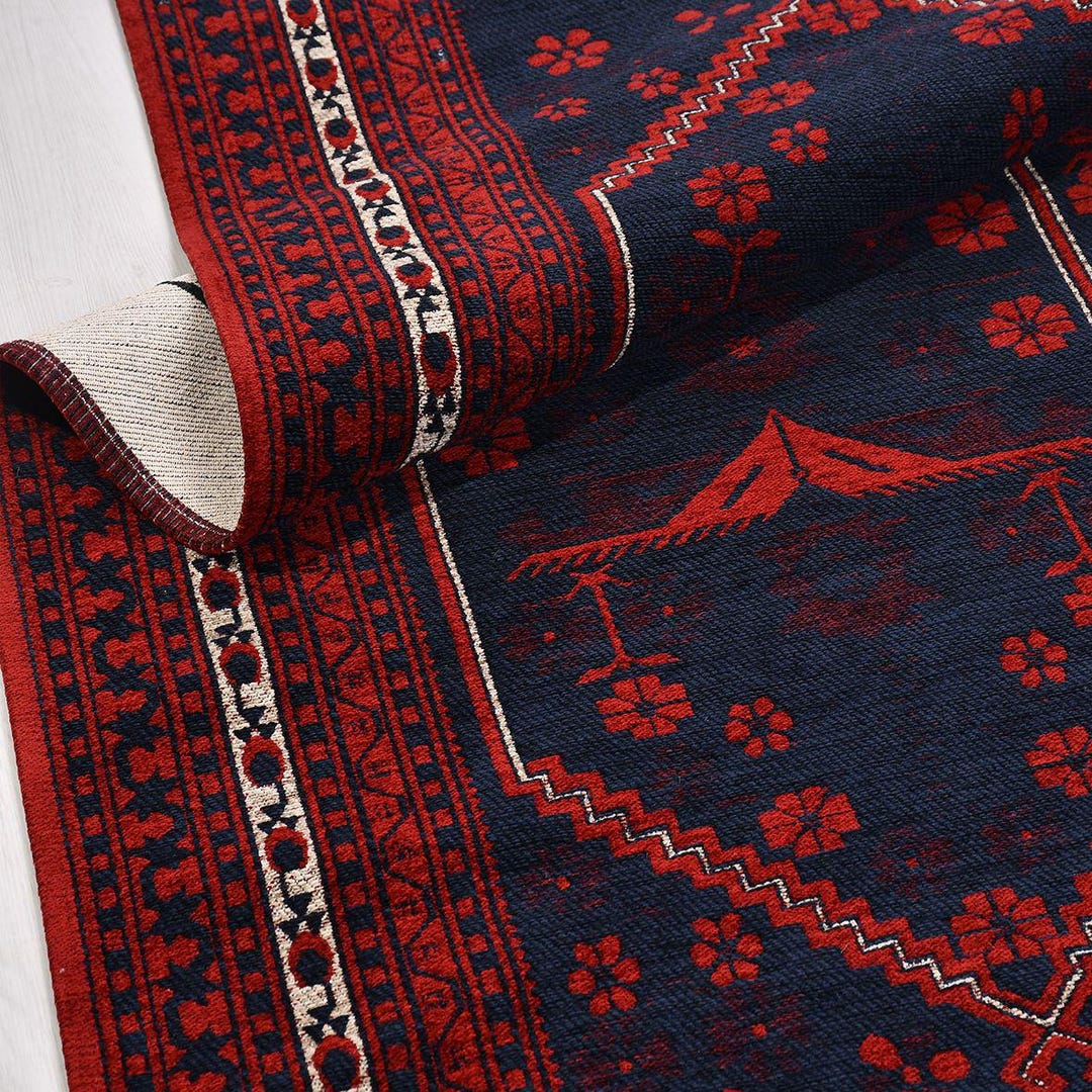 Rug in Dark Blue and Red, Oriental Rug, Woven Traditional Brand New Rug ...