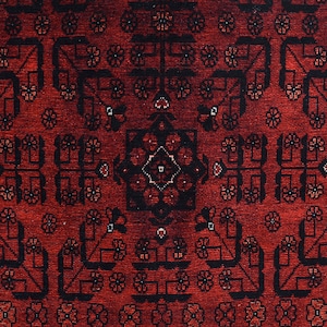 Alfombra afgana roja, alfombra de área 6x9, decoración rústica, alfombra roja audaz, alfombras 5x8, envío gratuito, alfombra 4x6, alfombra de dormitorio, alfombras 2x3 alfombra única de Turquía imagen 7