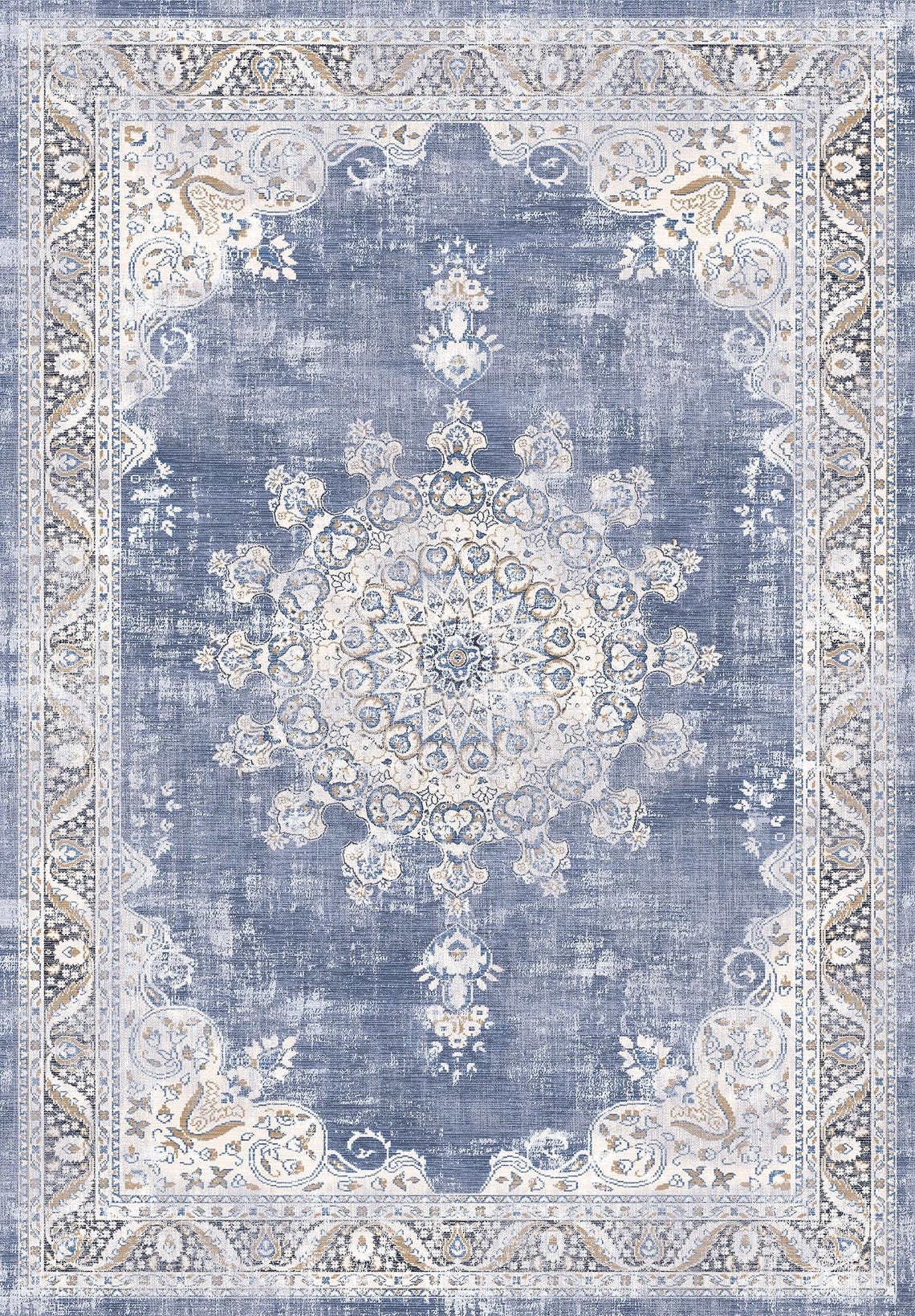 Traditional Blue Rugs Blue Traditional Rug Farmhouse Area Rug Geometric Distressed Living ...