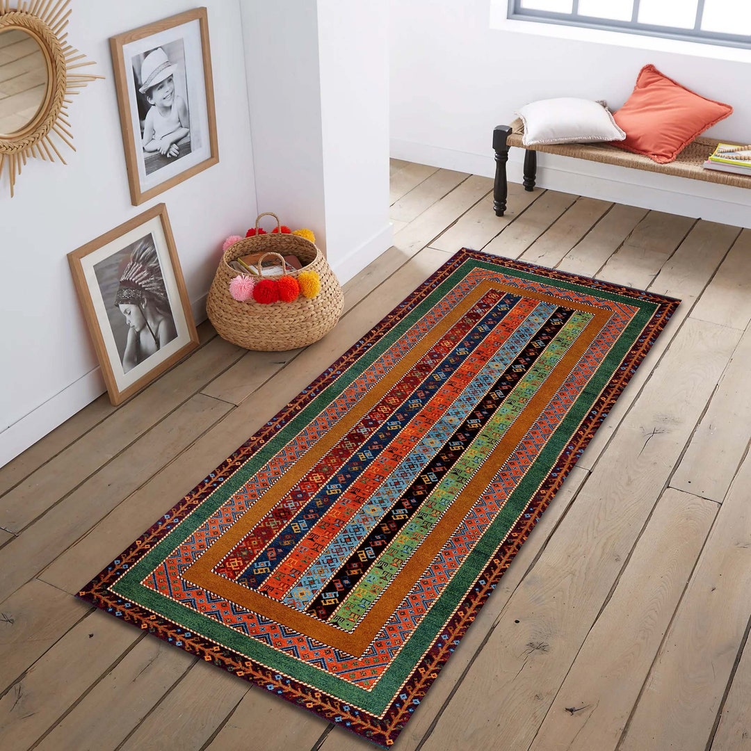 Short Rugs Short Runner Rug for Entryway, Turkish Kilim Rug, Small Runner Rug ...