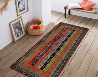 Alfombra de corredor corto para entrada, alfombra kilim turca, alfombra de corredor pequeño, alfombra de corredor largo, alfombra de corredor de escalera de pasillo decoración de baño piso interior