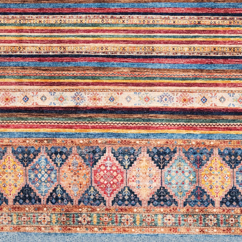 Multicolor Rug, Turkish Rug, Nursery Rug, Pet Friendly Rug, Striped Kilim Rug, Bohemian Rug for Bedroom Living Room image 5
