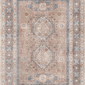 Vintage Looking Rug, Rustic Rug, Soft Printed Cotton Polyester Rug- Cozy Home Decor Accent Rug Distressed Traditional Persian Moroccan Boho