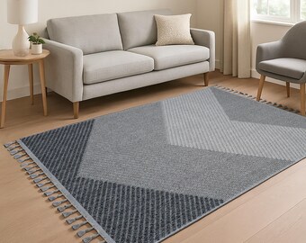 Custom Area rug for living room, Loop Style Gray and Blue Rug Turkish Modern Bedroom Moroccan Scandinavian Rug Carpet free shipping