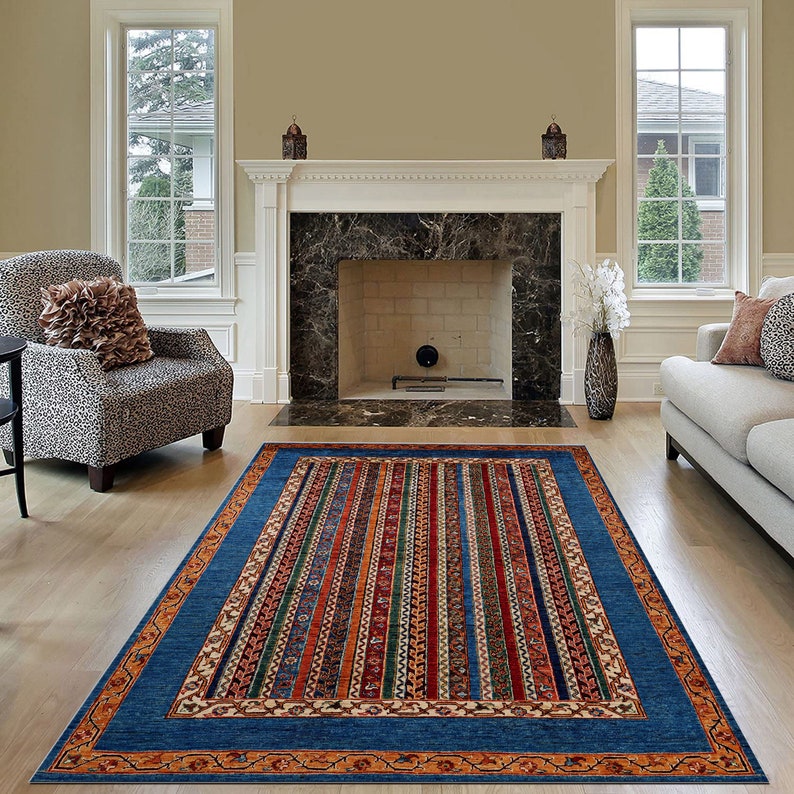 Rugs, Colorful Kilim Rug For Bedroom Aesthetic | Mid Century Modern Rug | Soft Cotton Rug | Machine Washable Kitchen Rug | Cool Rug image 2