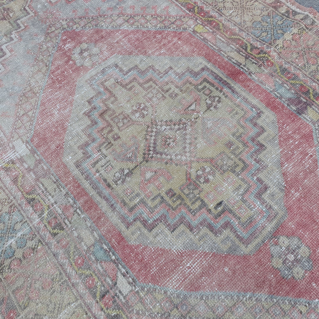 Handmade Oushak Rug, 3.5x5ft, Vintage Turkish Rug, Oushak Runner Rug, Mute Color Rug, Pale Rug