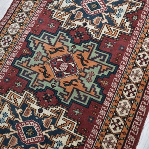 vintage oushak rug / vintage area rug / turkish rug / 4.9x3.1 ft / handwoven rug / anatolian rug / wool rug / geometric star medallion rug image 7