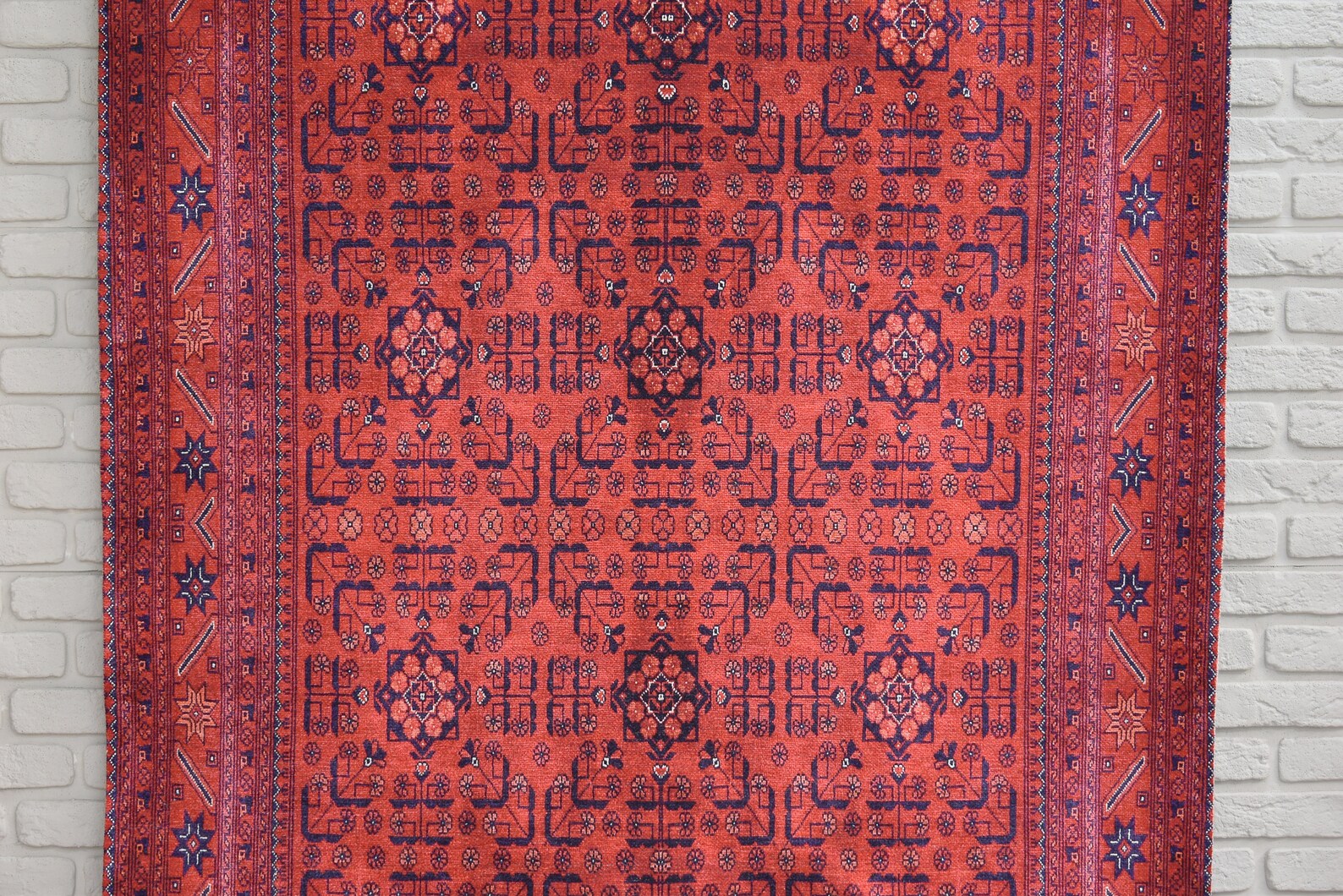 Red Afghan Rug 5x8 Area Rug Rustic Decor Red Rug Aesthetic Etsy UK