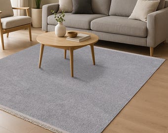 Large textured gray rug, custom size runner rug, small medium large area rugs, silver gray rug, living room rug, scandinavian rug for home