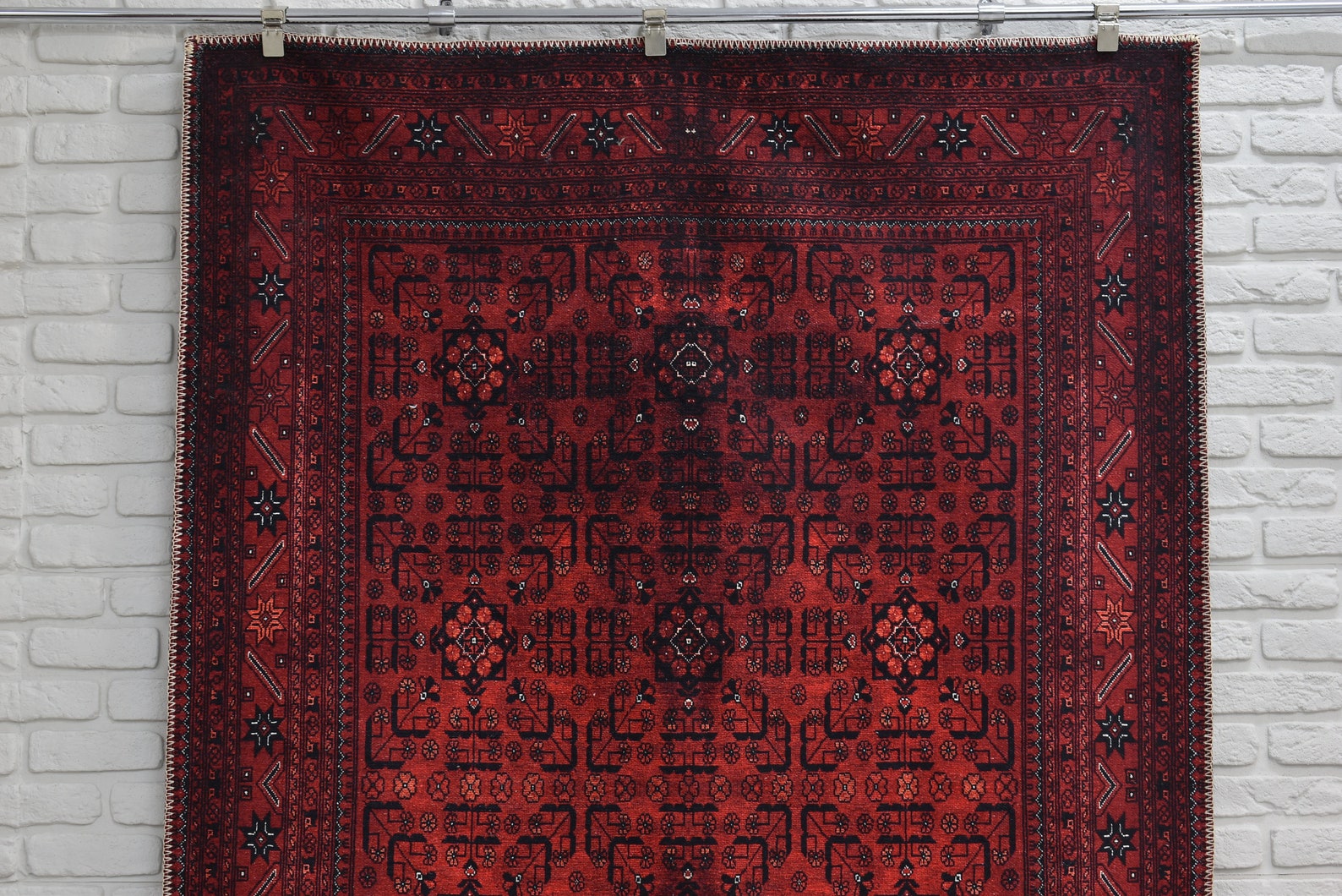 Red Afghan Rug 6x9 Area Rug Rustic Decor Bold Red Rug 5x8 Etsy