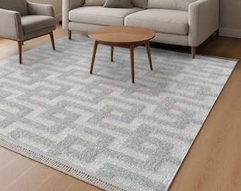 Light Gray Area Rug Modern Design Woven Durable Soft Rug, Custom Size Available, Carpet for living room bedroom dining room home decor