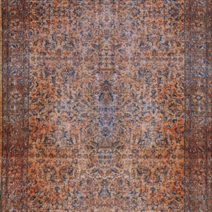 Rugs for Livingroom, Boho Rugs 6x9, Orange Faded Rug 5x8, Turkish Rug 4x6, Bohemian Vintage Style Area Rug, Kilim Rug Distressed