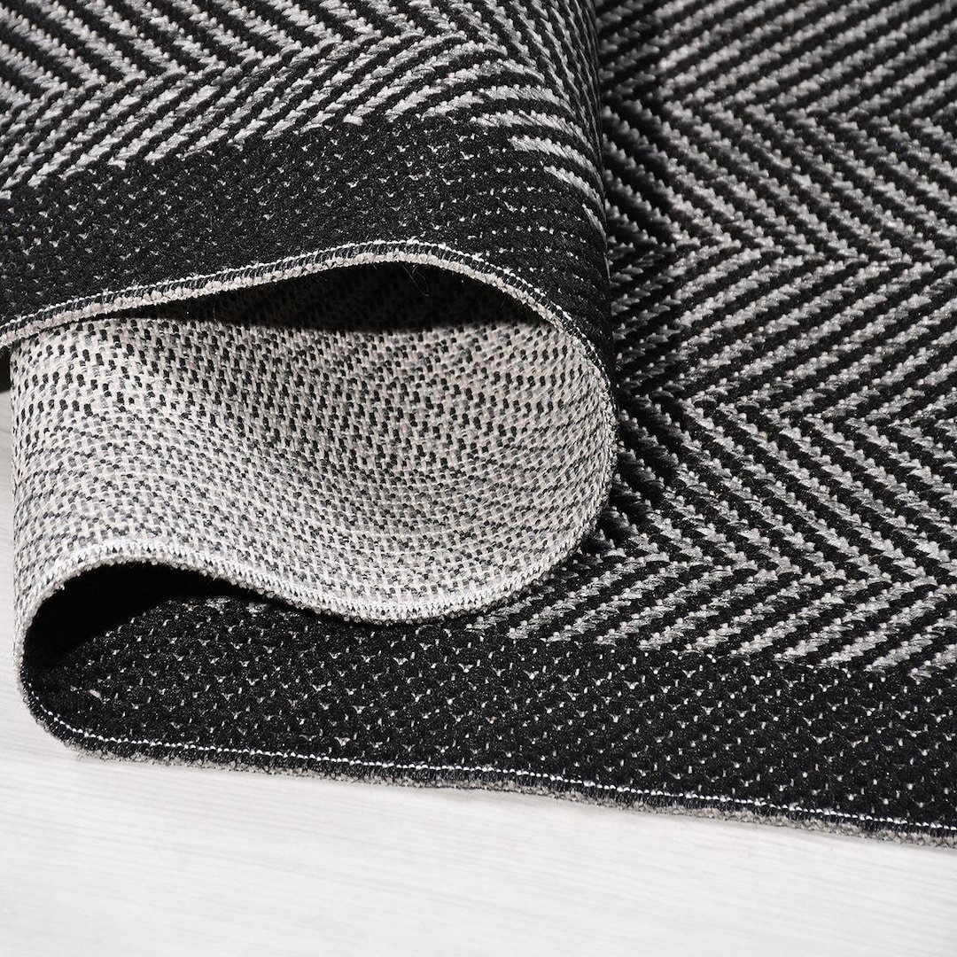 Gray and Black Solid Woven Jute Style Braided Rug Custom Size Living ...
