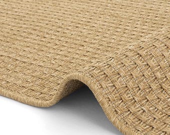 Woven Beige Sisal Jute Style Area Rug, Custom Size Area Rug, Custom Runner Rug