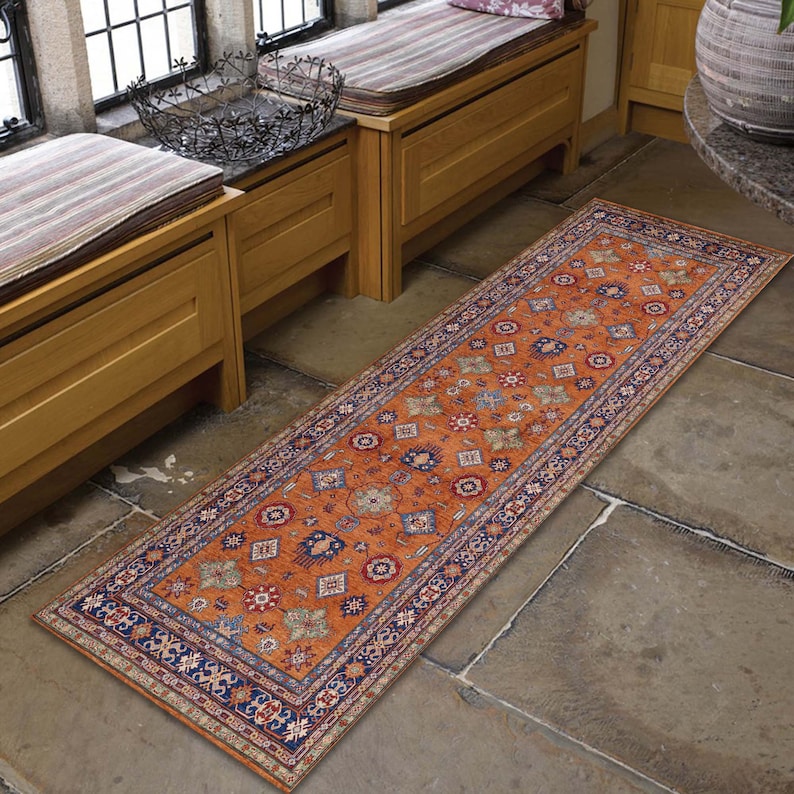 Kilim Runner Rug, Colorful Long Carpet for Hallway, Entryway Runner Rug