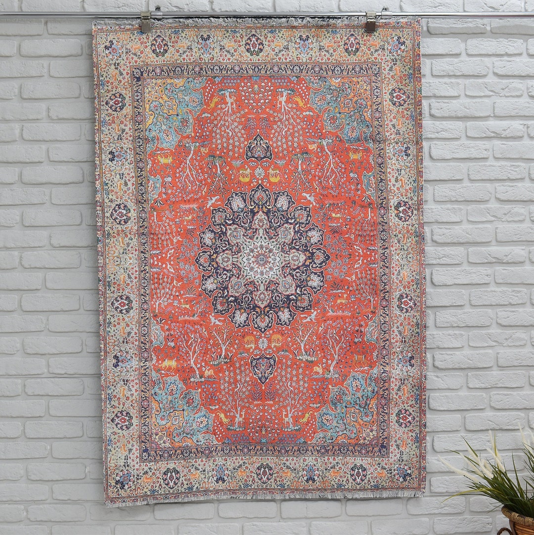Boho Persian Rug, 4x6 Area Rug, Kilim Rug, Orange Rug , Kelim Rug