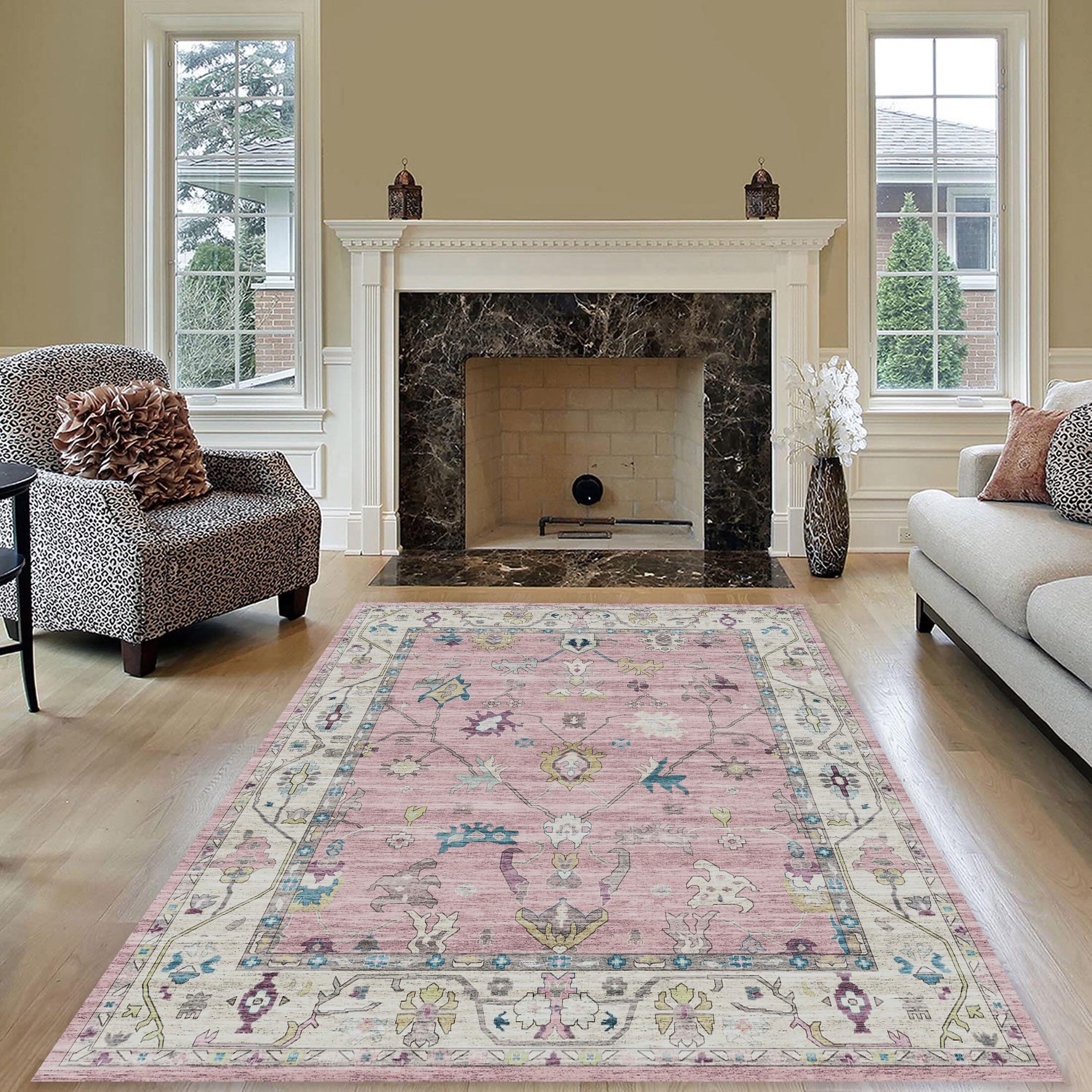 Pink Turkish Rug Pattern Pink Turkish Rug, 6x9 Area Rug, Boho Decor, Pink Area Rug, 5x8 Rugs ...
