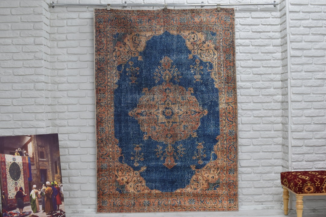 Blue Area Rug, 6x9 Area Rug, Oriental Rug, Blue Rugs, 5x8 Rugs, Kilim