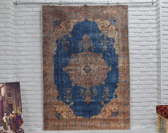 Blue Area Rug, 6x9 Area Rug, Oriental Rug, Blue Rugs, 5x8 Rugs, Kilim Rug, 4x6 rug, living room Rug, 3x5 rugs unique carpet from Turkey