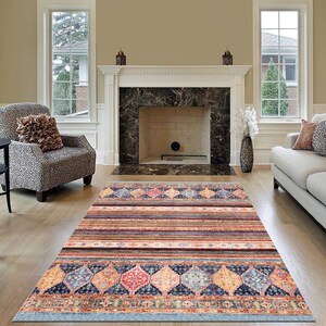 Multicolor Rug, Turkish Rug, Nursery Rug, Pet Friendly Rug, Striped Kilim Rug, Bohemian Rug for Bedroom Living Room image 3