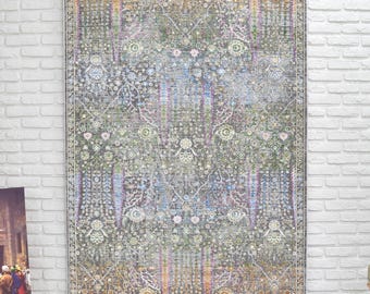 Turkish Rug - 5x7 Area Rug 6x9 Rug for Living Room 8x10 Rug - Boho Bohemian Home Decor Rug for Aesthetic Bedroom Art Deco Carpet Floral