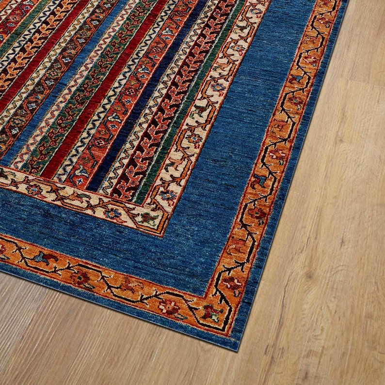 Rugs, Colorful Kilim Rug For Bedroom Aesthetic | Mid Century Modern Rug | Soft Cotton Rug | Machine Washable Kitchen Rug | Cool Rug image 5
