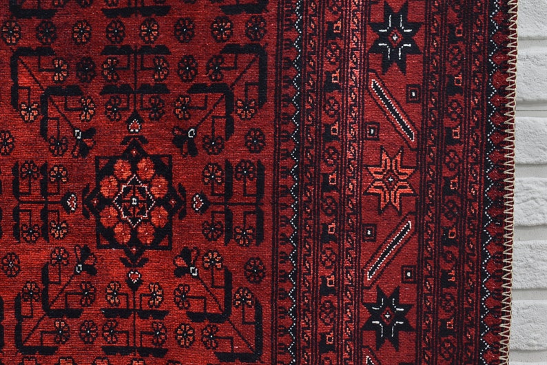 Alfombra afgana roja, alfombra de área 6x9, decoración rústica, alfombra roja audaz, alfombras 5x8, envío gratuito, alfombra 4x6, alfombra de dormitorio, alfombras 2x3 alfombra única de Turquía imagen 6