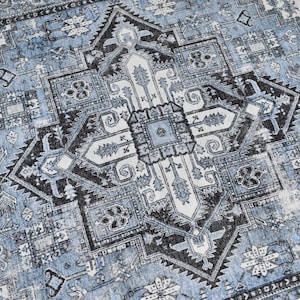 Turkish Area Rug, Blue Rug, Persian Rug, Dining Room Rug, Faded Rug, Antique Area Rug, Vintage Rug, Boho, Distressed Rug, Brand New Rug