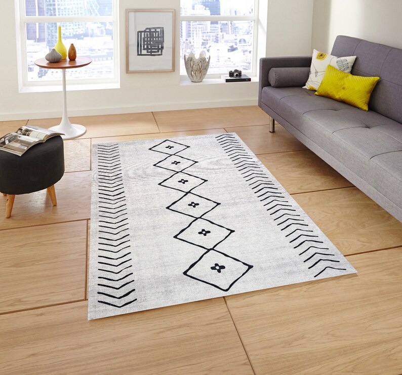 Boho Area Rug, White Living Room Area Rug, Soft White Scandinavian Bedroom Rug, Bohemian Area Rug, Boho Kids Room Area Rug Silky Soft Rug image 2