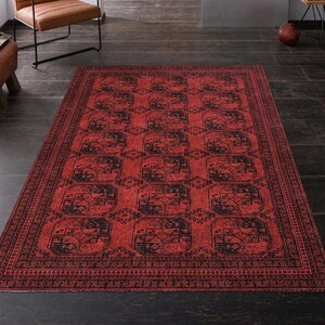 Afghan Rug, Oriental Rug, 8x10 Rug, 5x8 Bedroom Rug, Red Area Rug 6x9, Kilim Rug, Rustic Rug, Traditional Rug, Large Accent Rug Living Room