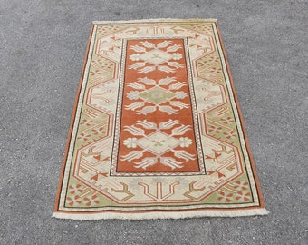 Vintage Turkish Rug/ 3x4.5 ft/ Oushak Rug/ Runner Rug/ Area Rug / Oushak Runner Rug / Turkish Rug/ Accent Rugs / Boho Rug / Handmade Rug