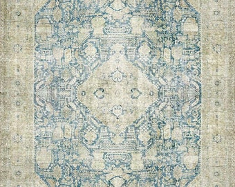 Blue Beige Rug, 4x6 Rug Faded Rug, 5x7 Area Rug, 2.5x5 Oushak Rug, Antique Looking Rug, Runner Rug, Room Rug, Pastel Rug, Farmhouse Decor