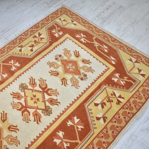 Alfombra de lana neutra / 125 x 180 cm / Alfombra turca / Alfombra anudada a mano / Alfombra de terracota color crema beige hecha a mano imagen 3