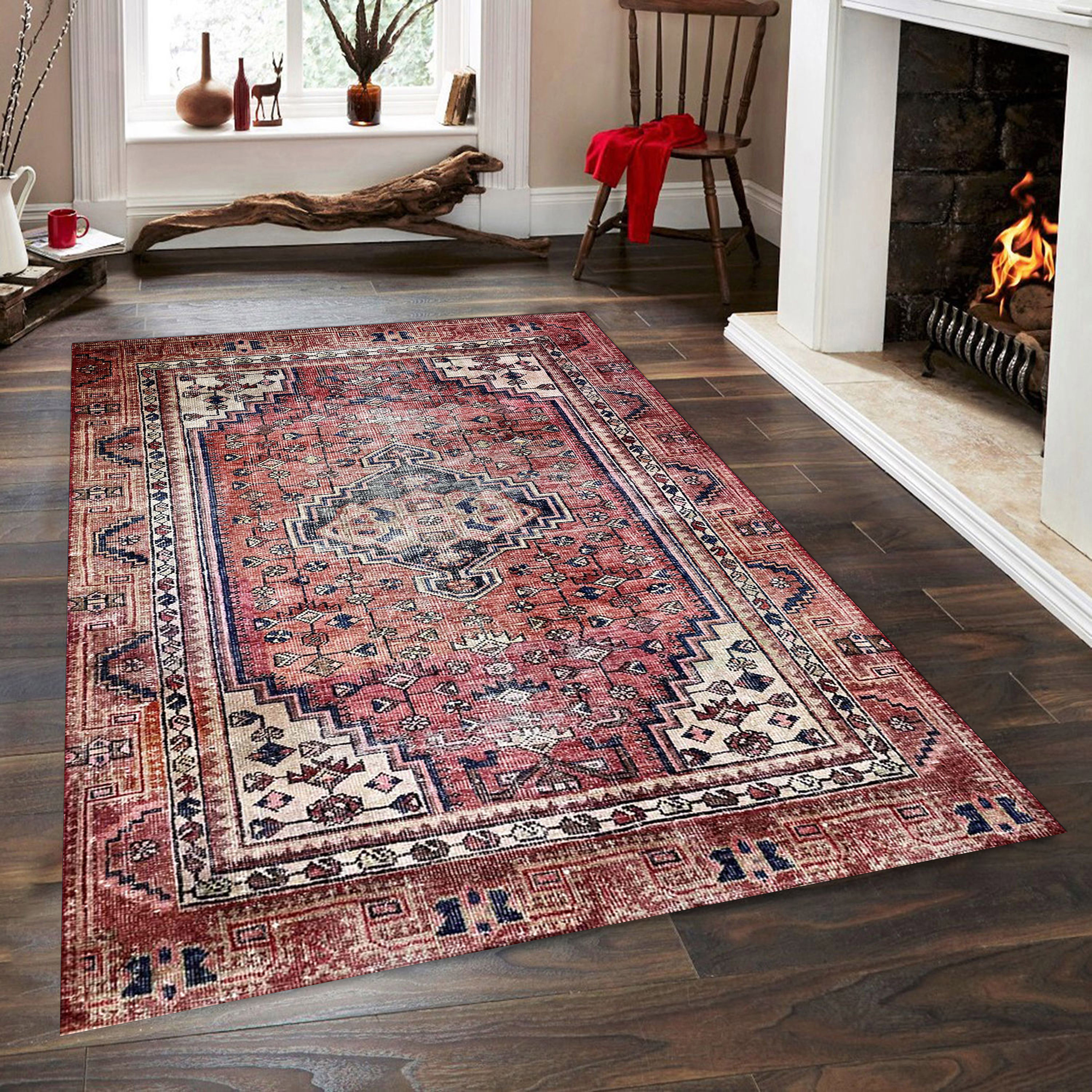 35×109 \"Pretty women”ViNTAGE TURKiSH RUG 7' x 10' - Vintage Turkish Area Rug, Blue - Ofelia | Kuden Rugs