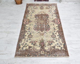 Alfombra para sala de estar, alfombra turca, 1,13 x 2,32 m, alfombra vintage, alfombra de salón, alfombra para dormitorio, alfombra de área, alfombra hecha a mano, alfombra Oushak, alfombra antigua, alfombra de oficina