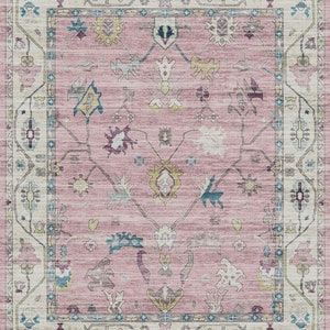 Pink Turkish Rug, 6x9 Area Rug, Boho Decor, Pink Area Rug, 5x8 Rugs, Oushak Rug, 4x6 rug, bedroom Rug, 3x5 rugs unique carpet from Turkey