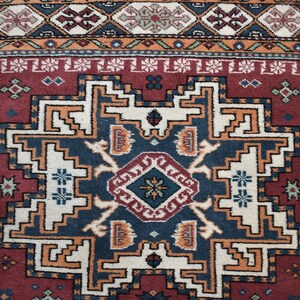 vintage oushak rug / vintage area rug / turkish rug / 4.9x3.1 ft / handwoven rug / anatolian rug / wool rug / geometric star medallion rug image 9