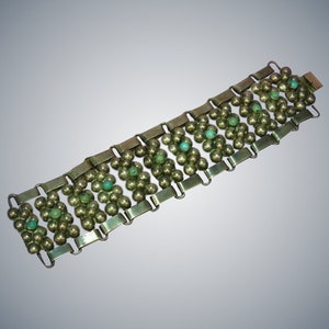 Mexico| Heavy| Wide Panel |Bracelet|Early Hand Made| Turquoise| Sterling Silver |Gemstone|Mexican