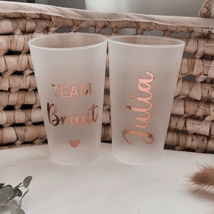 JGA Becher Team Braut mit Name Personalisiert Geschenk Junggesellenabschied Bild 1