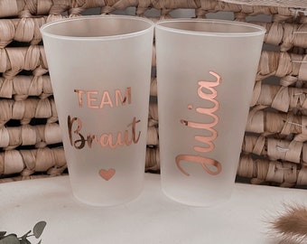 JGA Becher Team Braut mit Name | Personalisiert | Geschenk | Junggesellenabschied