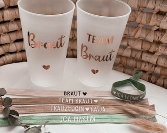 PAKET/SET Armband + JGA Becher | Personalisiert | Geschenk | Junggesellenabschied