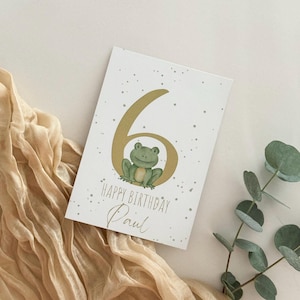 Geburtstagskarte mit Wunschzahl 1-9 und Name | Happy Birthday | Herzlichen Glückwunsch | Personalisierung | Geschenk | Geburtstag | Frosch