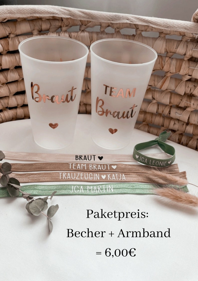 JGA Becher Team Braut mit Name Personalisiert Geschenk Junggesellenabschied Bild 5