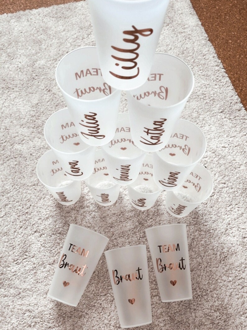 JGA Becher Team Braut mit Name Personalisiert Geschenk Junggesellenabschied Bild 4