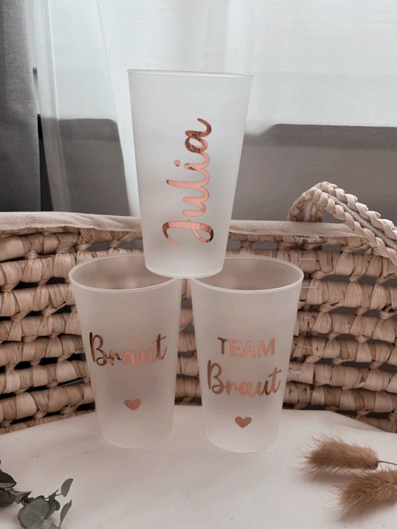 JGA Becher Team Braut mit Name Personalisiert Geschenk Junggesellenabschied Bild 2