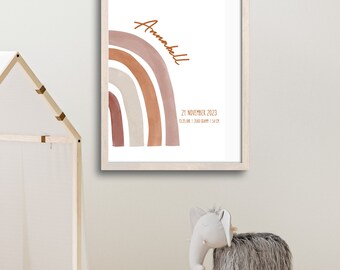 Personalisiertes Poster Regenbogen Geburt | Geburtsdaten | Größe | Gewicht | Poster | Bilder | Geschenk